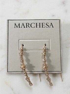 Marchesa Crystal & Imitation Pearl Flower Threader Earrings